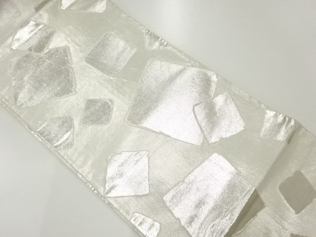 リサイクル　破れ色紙模様織出し全通袋帯